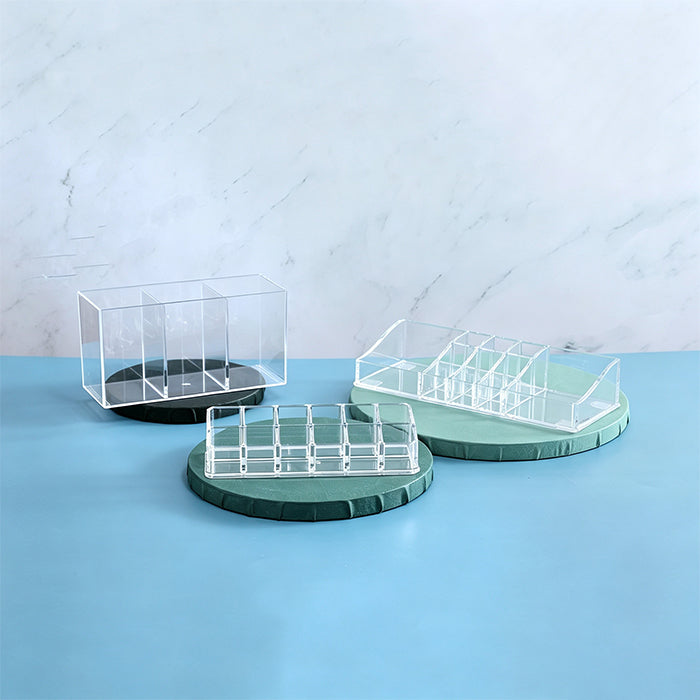 Multifunctional Transparent 3-Compartment Makeup Brush Organizer