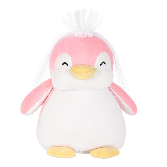 Penguin plush toy in a wedding dress (sitting pose)