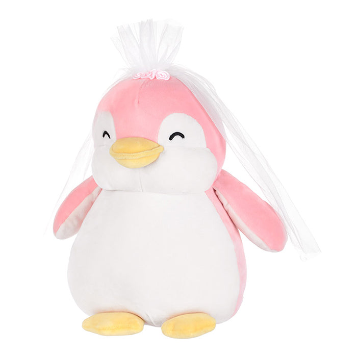 Penguin plush toy in a wedding dress (sitting pose)