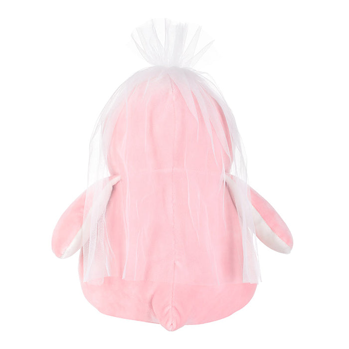 Penguin plush toy in a wedding dress (sitting pose)