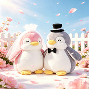 Penguin plush toy in a wedding dress (sitting pose)