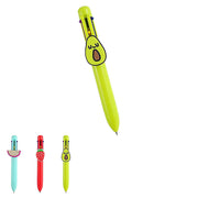Fruit-themed 6-color pen with decorative topper