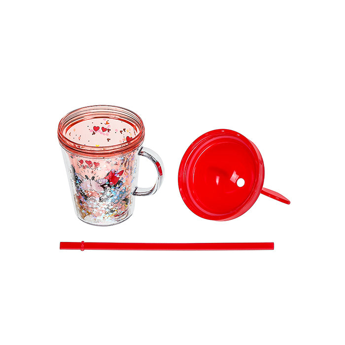 Mickey Series Glittery Straw Cup with Lid - 280mL