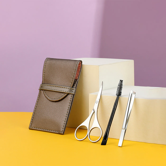 Professional 3-Piece Eyebrow Grooming Set (with storage pouch)