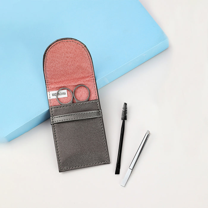 Professional 3-Piece Eyebrow Grooming Set (with storage pouch)