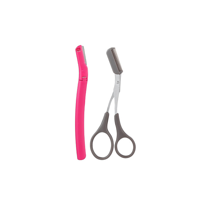 Professional Eyebrow Grooming Set (Eyebrow Razor + Eyebrow Scissors with Comb)