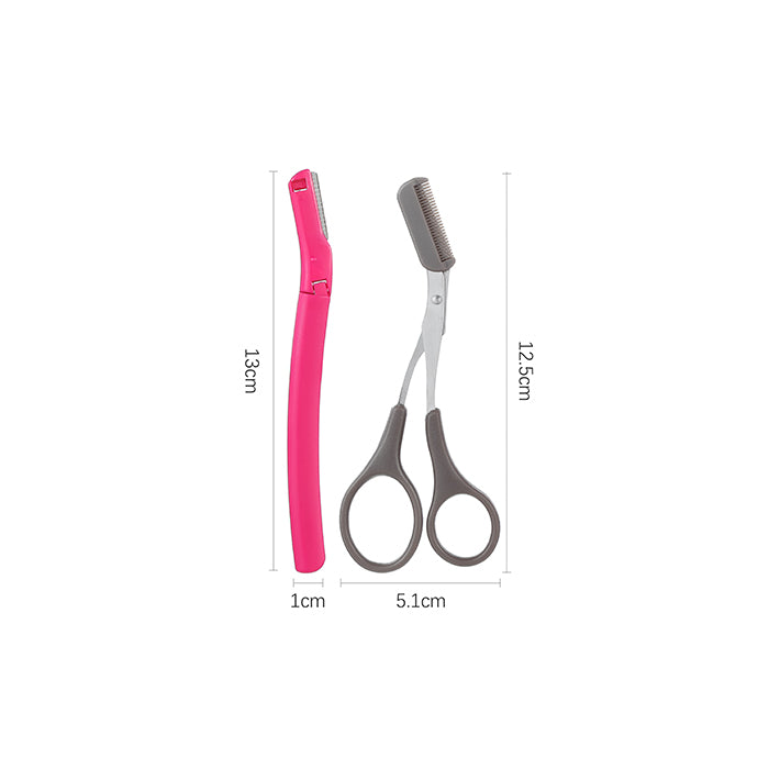 Professional Eyebrow Grooming Set (Eyebrow Razor + Eyebrow Scissors with Comb)