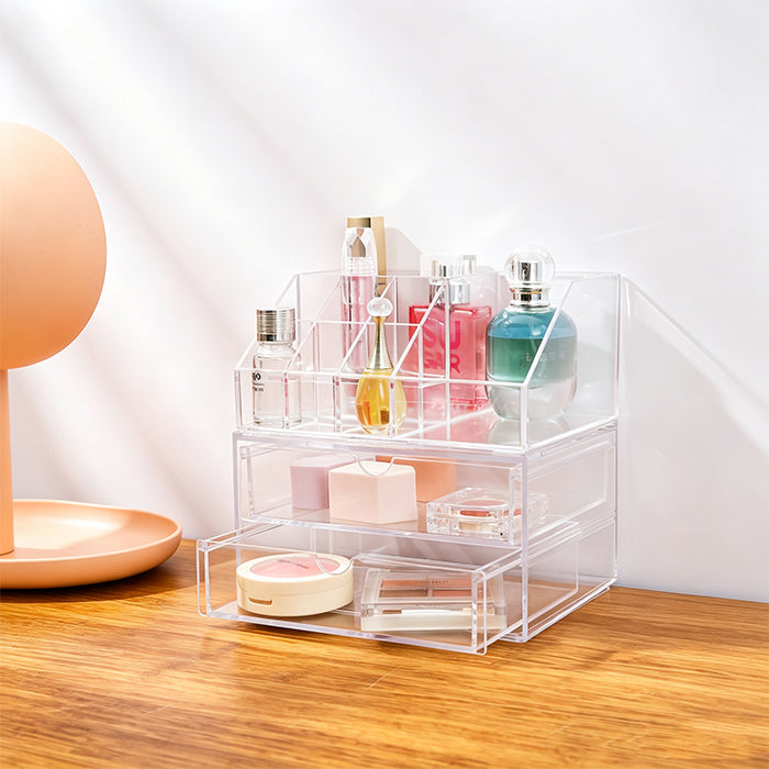 Transparent Modular 2-Drawer Cosmetic Organizer