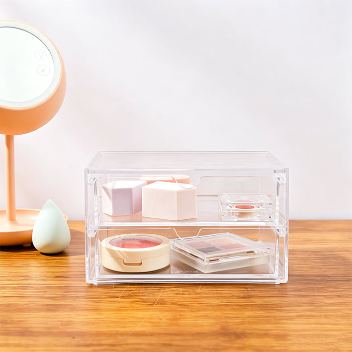 Transparent Modular 2-Drawer Cosmetic Organizer