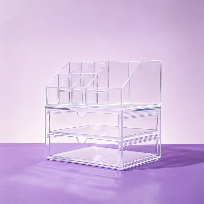 Transparent Modular 2-Drawer Cosmetic Organizer