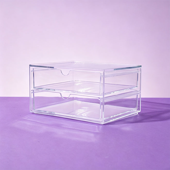 Transparent Modular 2-Drawer Cosmetic Organizer