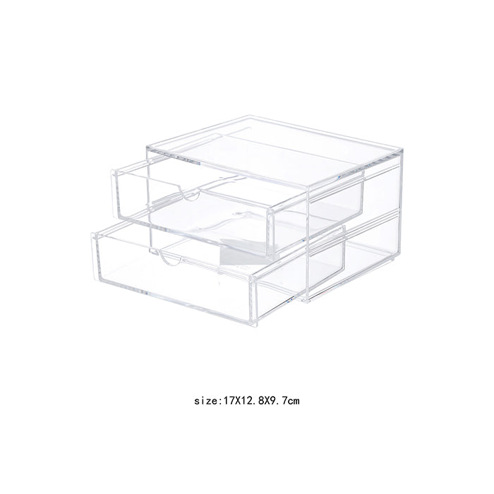 Transparent Modular 2-Drawer Cosmetic Organizer