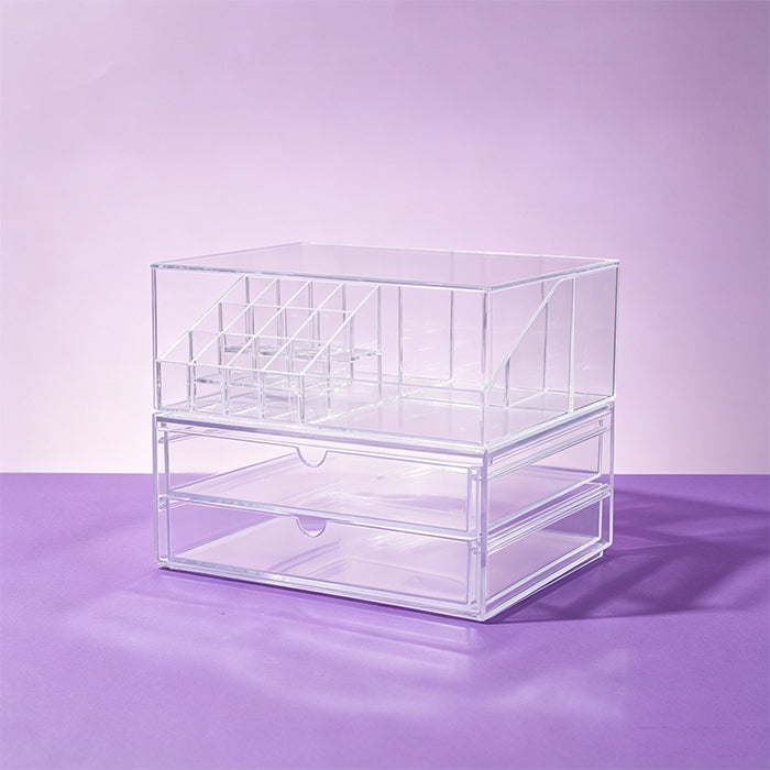 Transparent Modular Multi-Compartment Makeup Organizer – Large