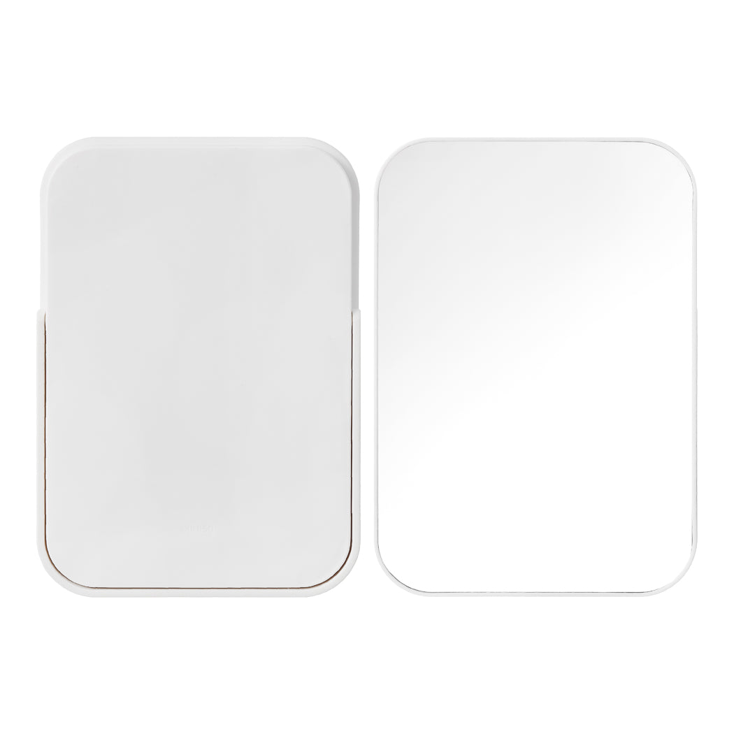 Specchio per il trucco quadrato con supporto a doppio uso (da appendere o da appoggiare)