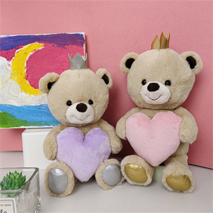 Orsetto di peluche coronato da 20 cm con cuore (cuore rosa)
