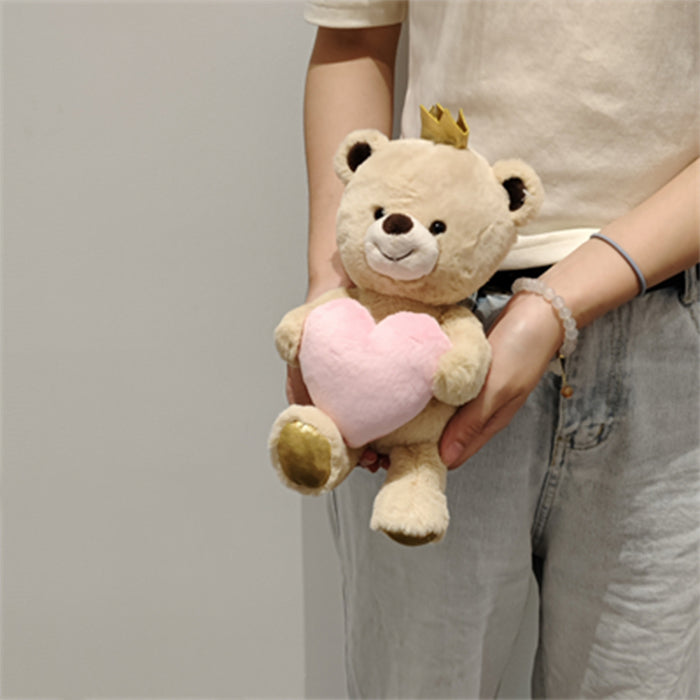 Orsetto di peluche coronato da 20 cm con cuore (cuore rosa)