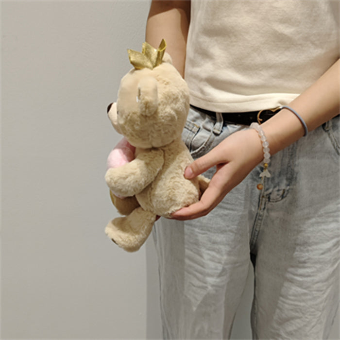 Orsetto di peluche coronato da 20 cm con cuore (cuore rosa)