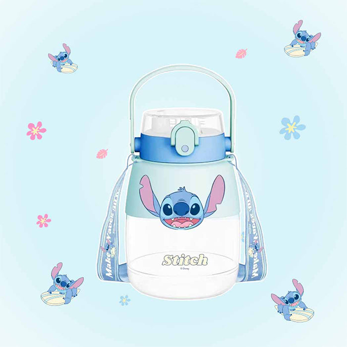 Disney Stitch Series – 1300mL Plastic Cup with Strap and Dual-Drinking Design