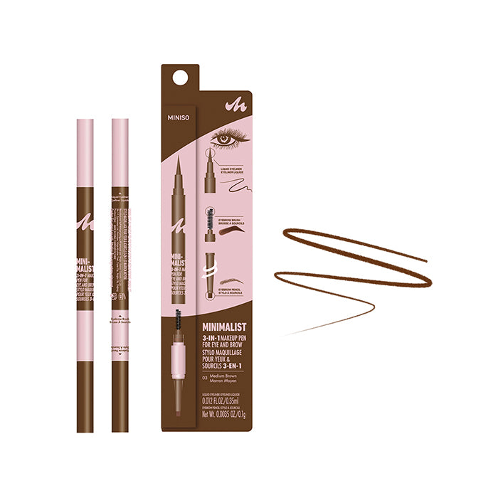 Minimalist Series 3-in-1 Eyeliner, Eyebrow Pencil & Spoolie Brush