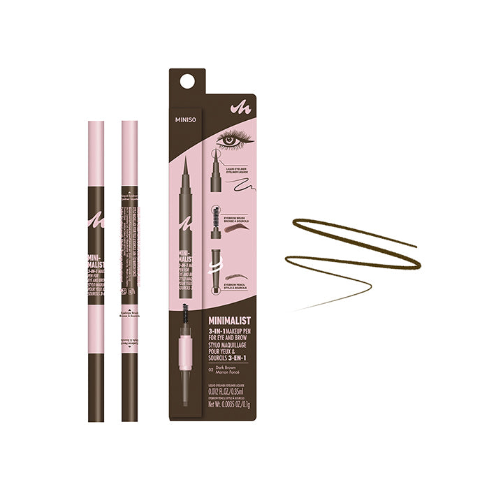 Minimalist Series 3-in-1 Eyeliner, Eyebrow Pencil & Spoolie Brush