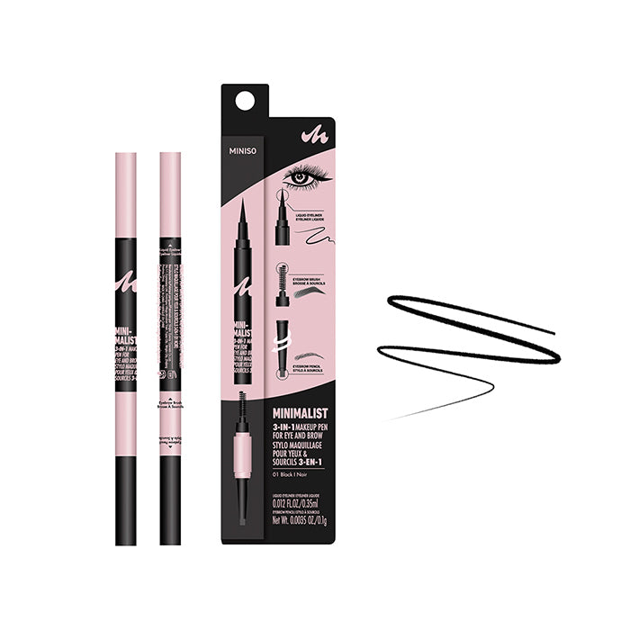 Minimalist Series 3-in-1 Eyeliner, Eyebrow Pencil & Spoolie Brush