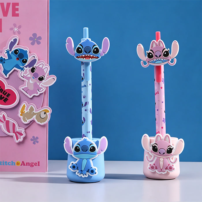 Set di penne a sfera a forma di Stitch, Disney Stitch Series (punta da 1,0 mm, inchiostro nero)