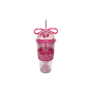 Collezione Barbie – Boccale di plastica con cannuccia e fiocco da 600 mL
