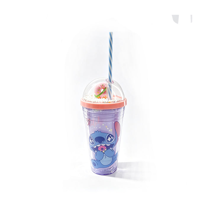 Disney Stitch Foodie Party Series – Bicchiere di plastica a doppia parete con cannuccia da 480 ml