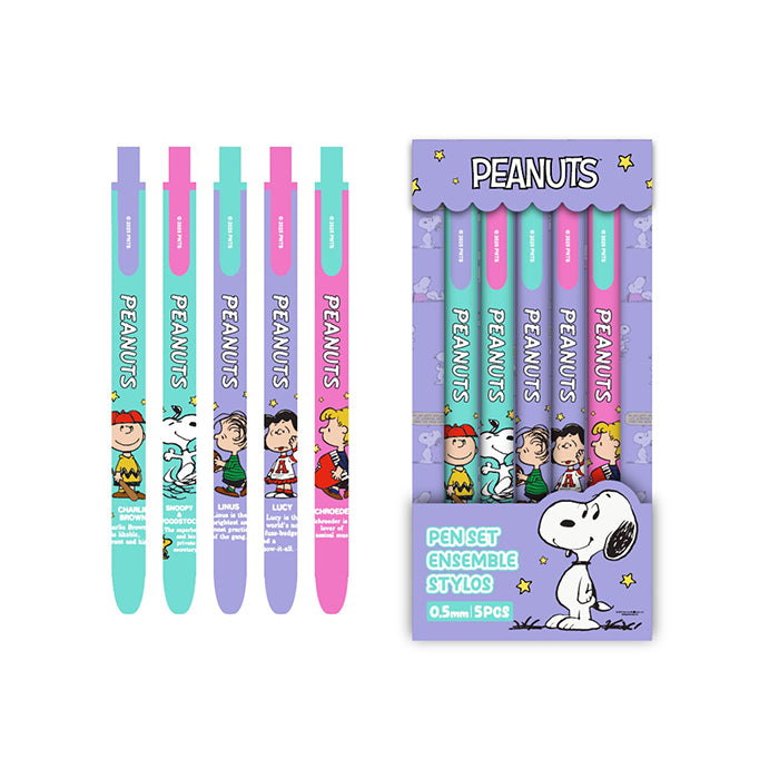 Serie Retrò Colorata Snoopy – Set di 5 Penne, 0,5mm (Nero)