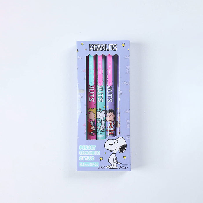 Serie Retrò Colorata Snoopy – Set di 5 Penne, 0,5mm (Nero)