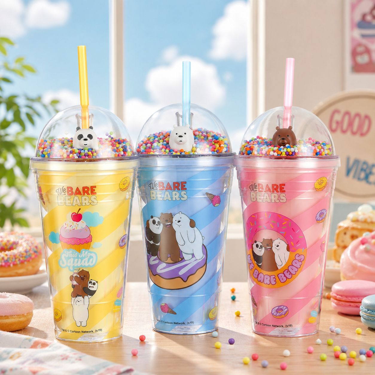 We Bare Bears Double-Layer Straw Cup - 480ml